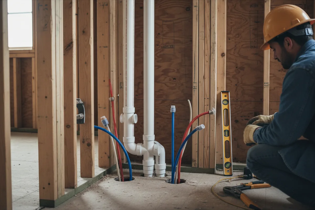 Drain and supply rough-in during Garbage Disposal Repair in Carmel